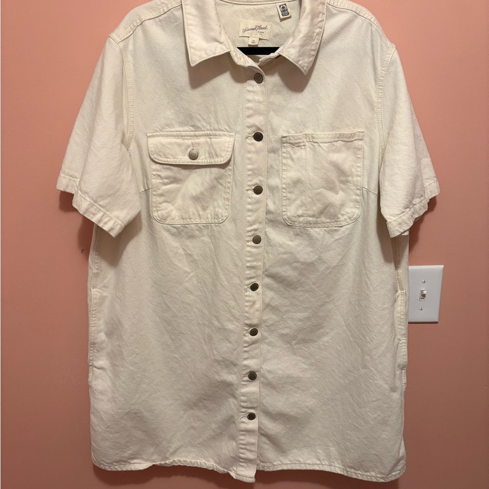 Universal Thread Cream Button-Front Mini Dress